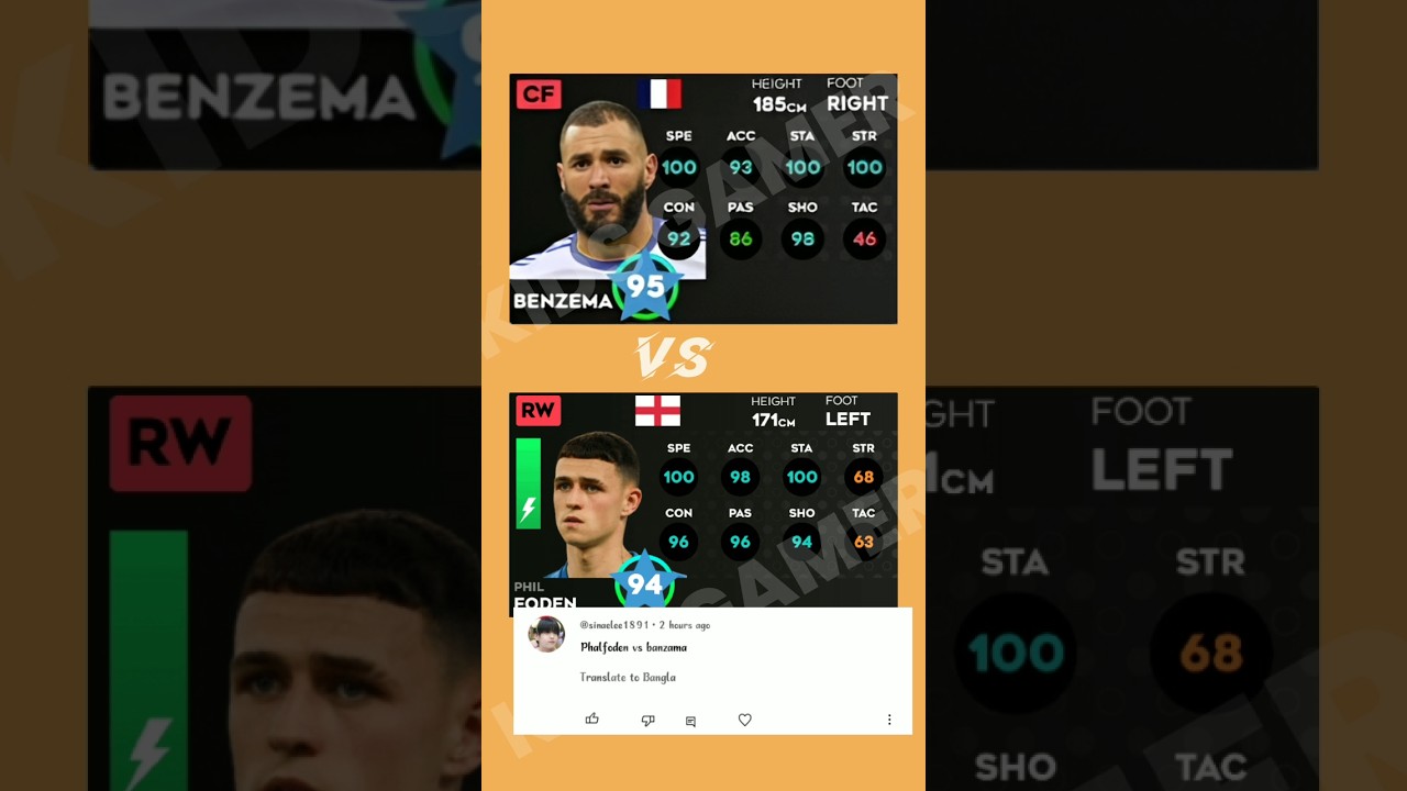 DLS 24 BENZEMA VS P.FODEN  FIGHT CARD COMPARISON#dls24 #dlscard #comparison #dlsgame #shortsfeed