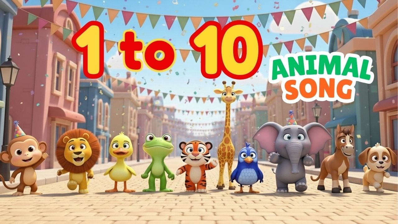 🎵🐯🦁 Counting 1-10 Song | 123 Animal Parade Song | Learn Numbers with Cute Animals | Kids Songs
