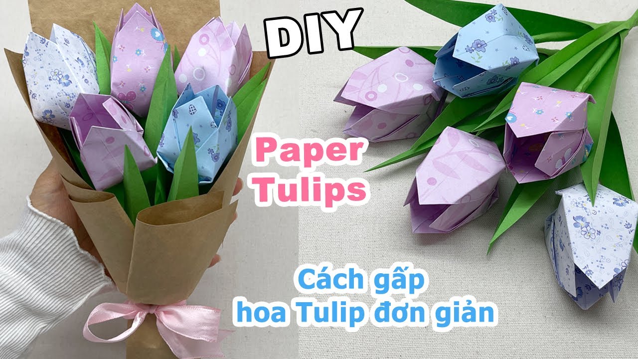 Cách làm bó hoa Tulip tặng thầy cô ngày 20/11 | DIY paper Tulips bouquet | Liam Channel