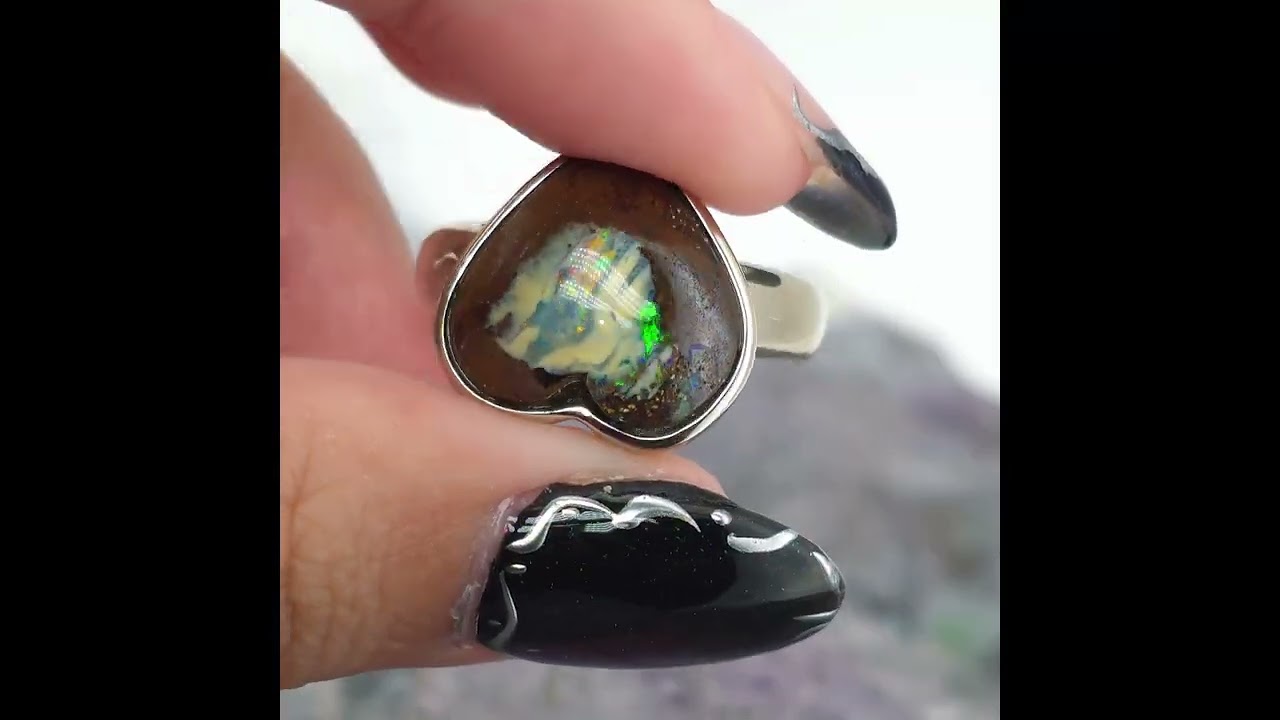 Cœurveil Queensland Natural Boulder Opal 10.00ct Custom-made S925 Silver Ring Size US 8