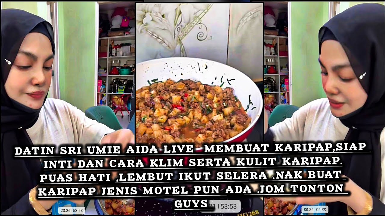 Datin Sri Umie Aida live membuat karipap ,siap inti dan klim sekali guys .sedapnya guys lembut.