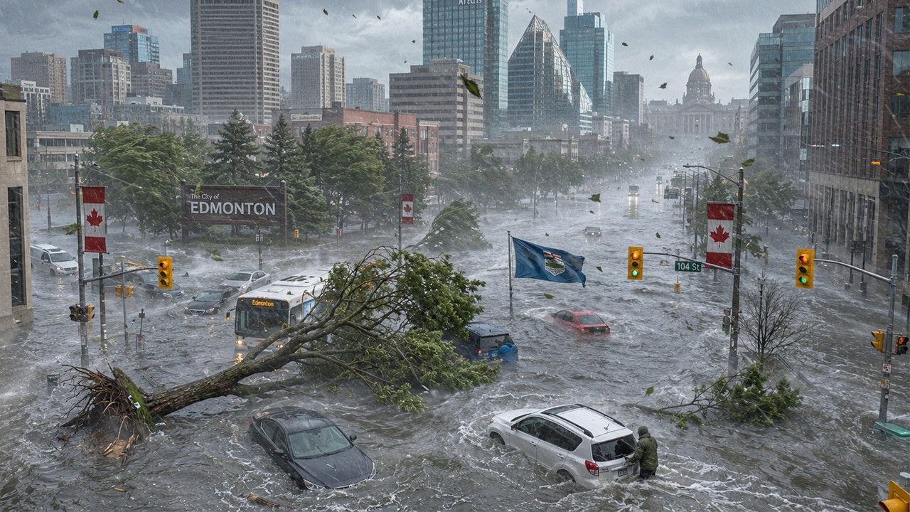 Chaos in Canada today! Storms and flooding in Edmonton, Alberta