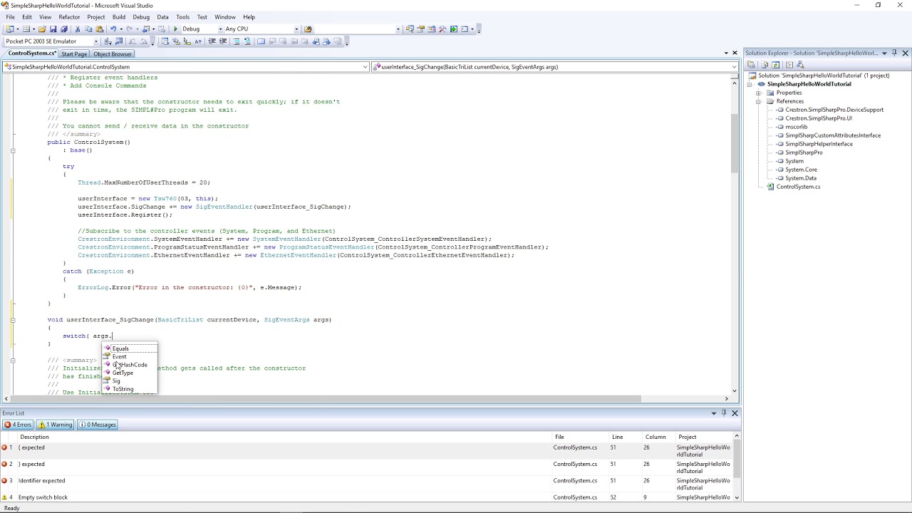 Crestron Simpl Sharp HelloWorld Tutorial in C#