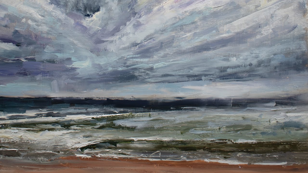 Impressionistic Moody Sea and Sky in Oils | Timelapse