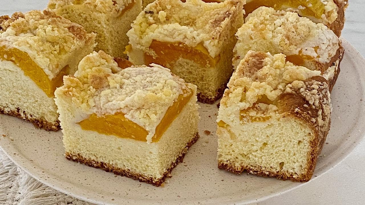Tarta de durazno y crumble