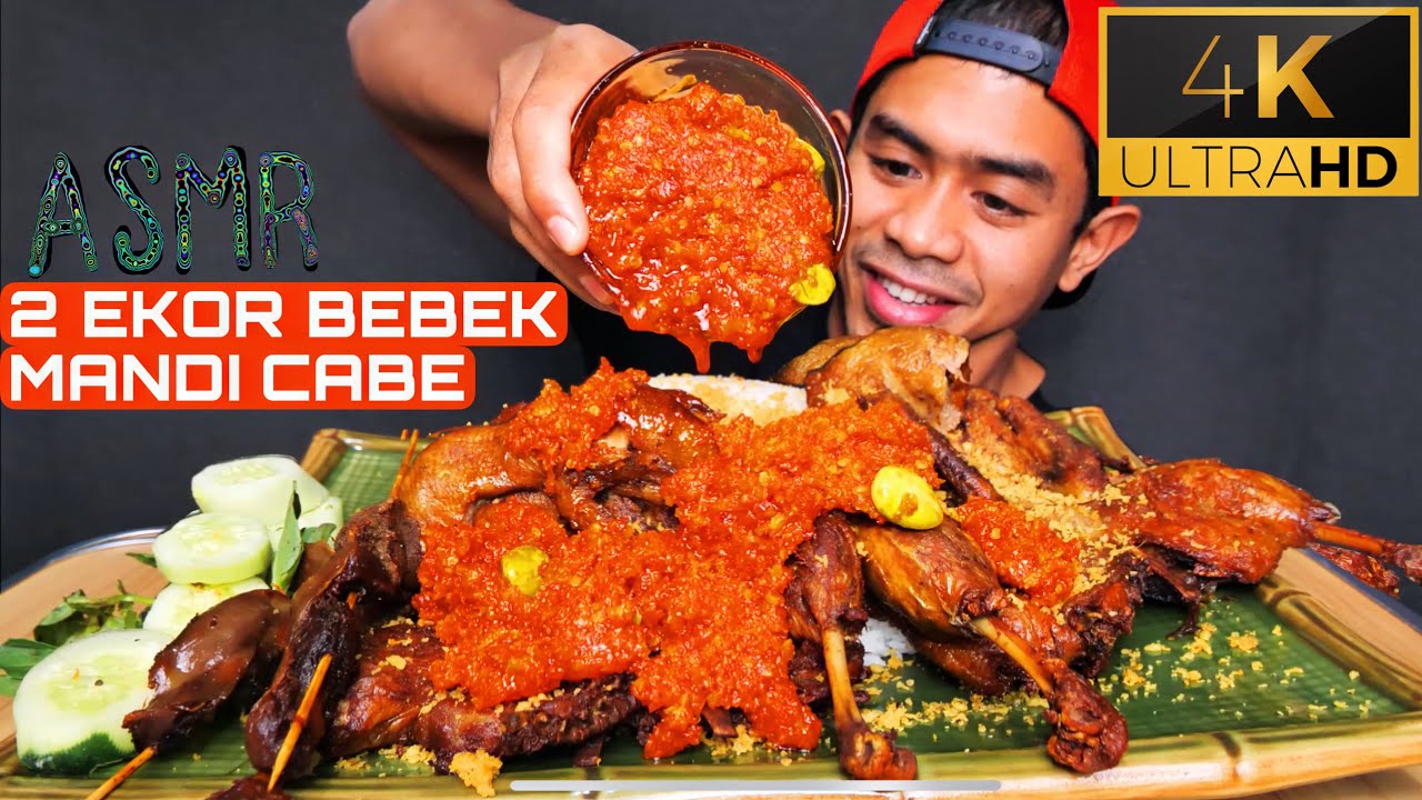 ASMR MUKBANG 2 EKOR BEBEK UTUH SIRAM CABE!!
