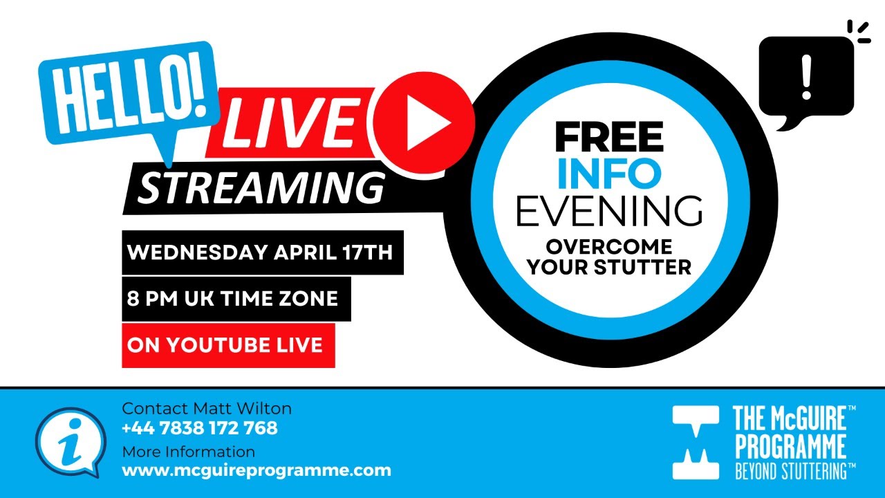 LIVE STREAM Beyond Stuttering with The McGuire Programme 17th April 2024