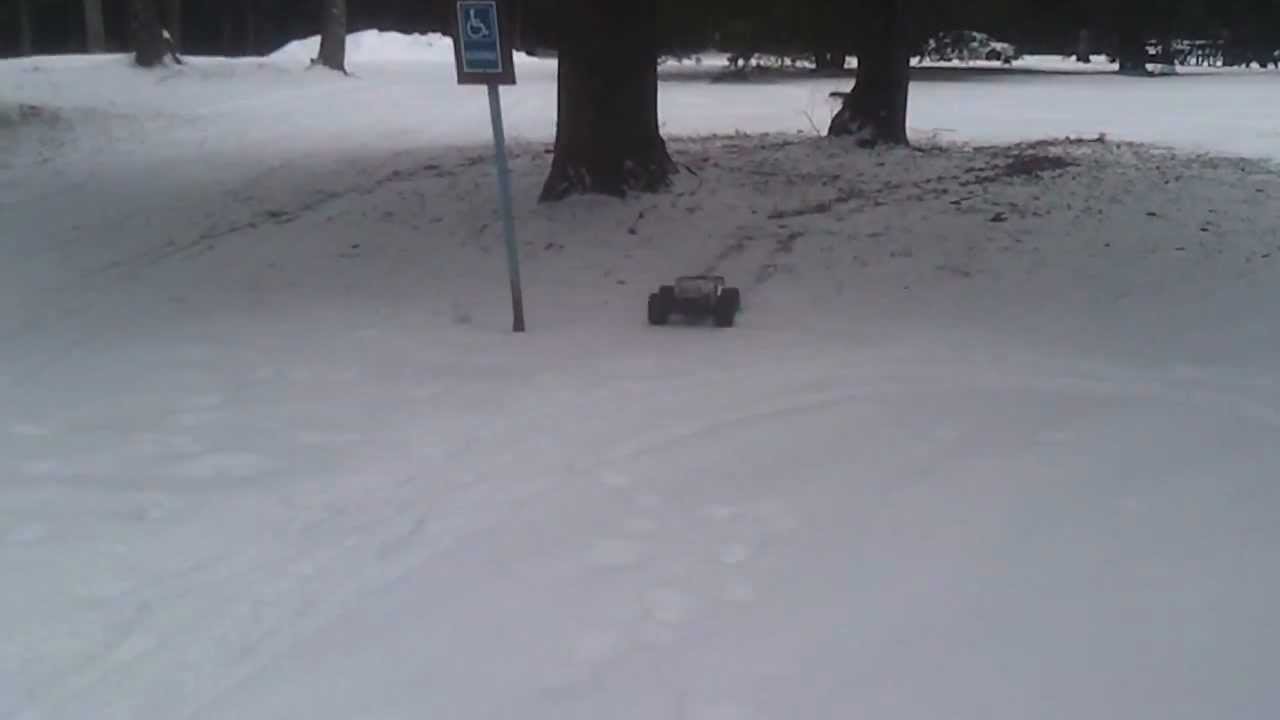 Stampede truggies in the snow 1