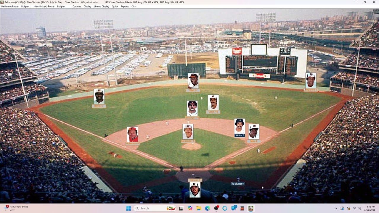 Action PC Baseball 7-5-75 Baltimore at New York Y