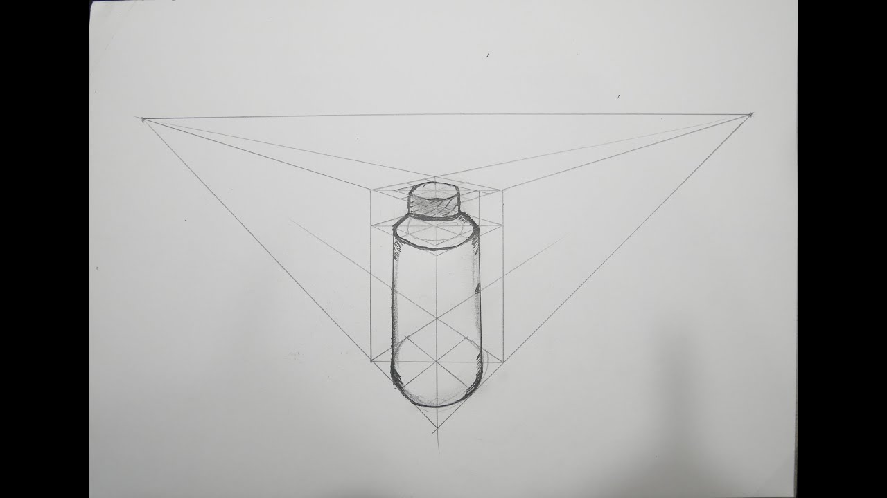 how to draw a bottle in 2 point perspective
