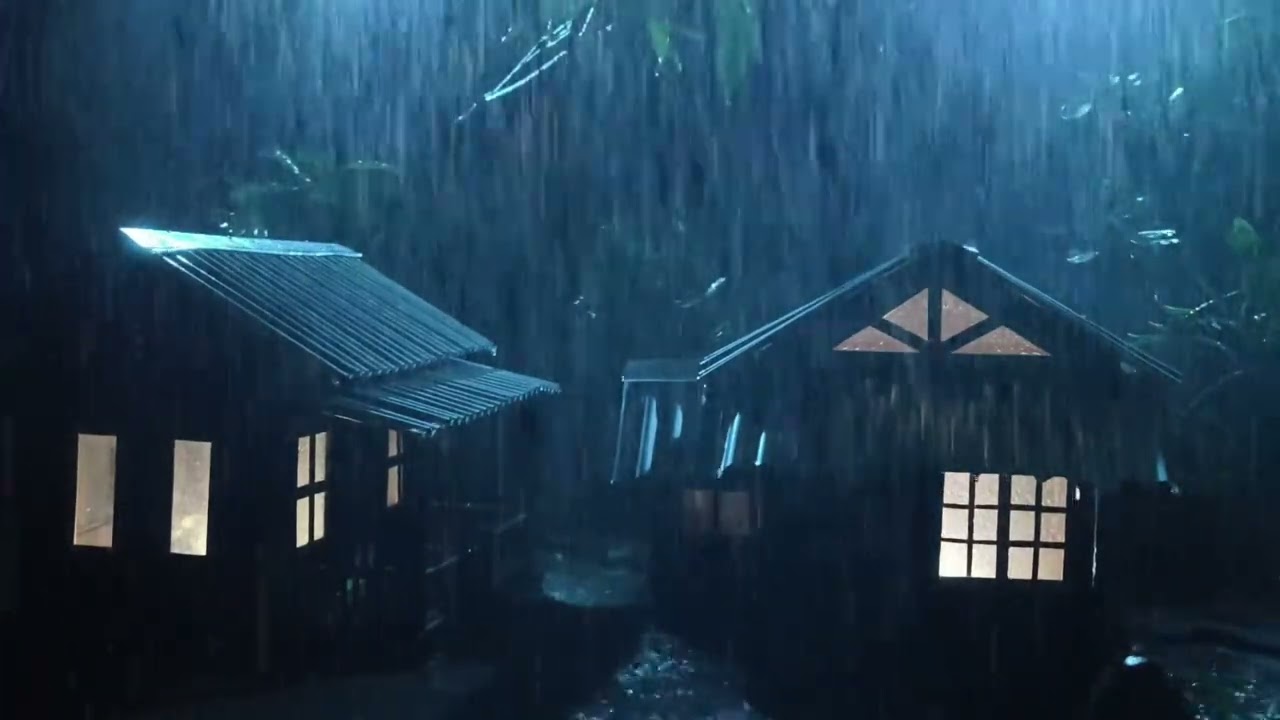 No Ads Rain Sounds for Sleeping - ASMR Loud Rain On Tin Roof for Anxiety Relief at Night
