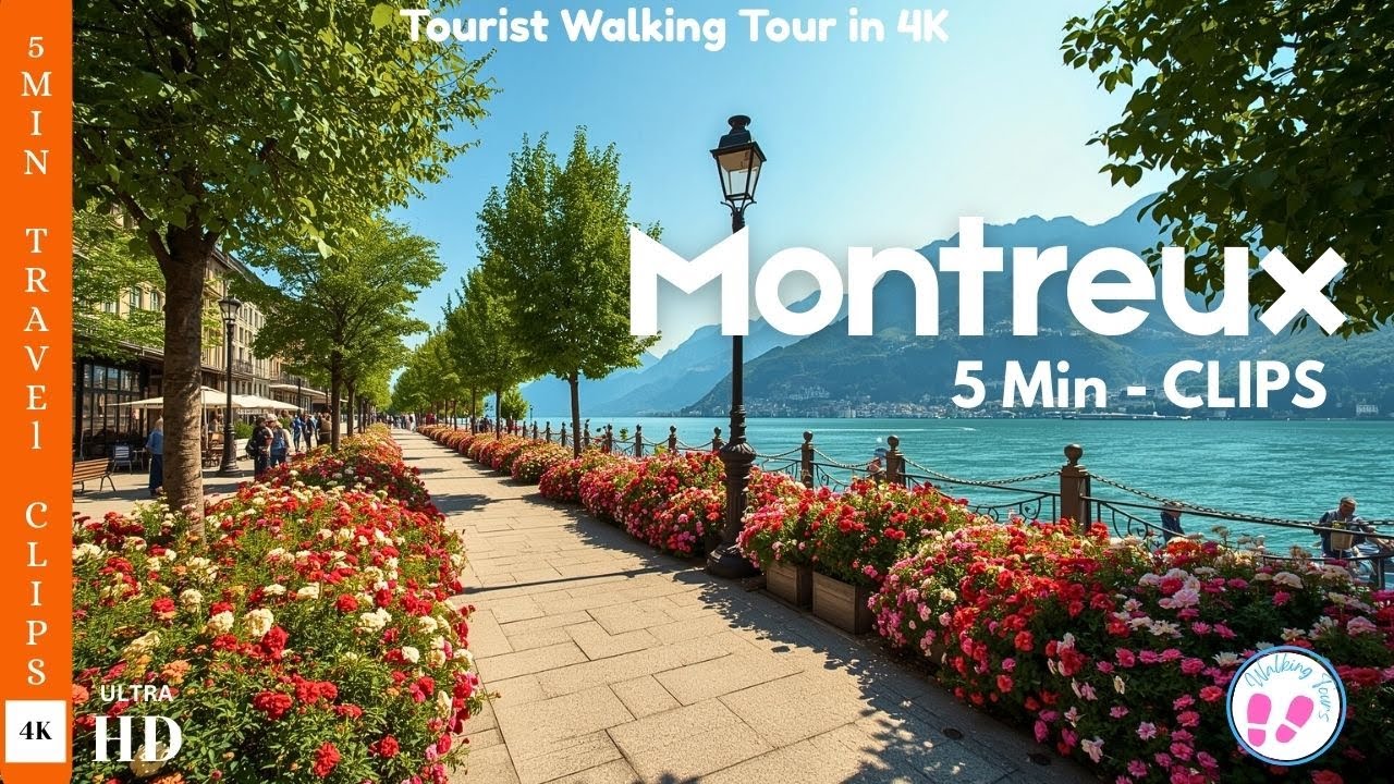 Montreux, Switzerland Walking Tour in 4K 🇨🇭 5 min Travel CLIP |