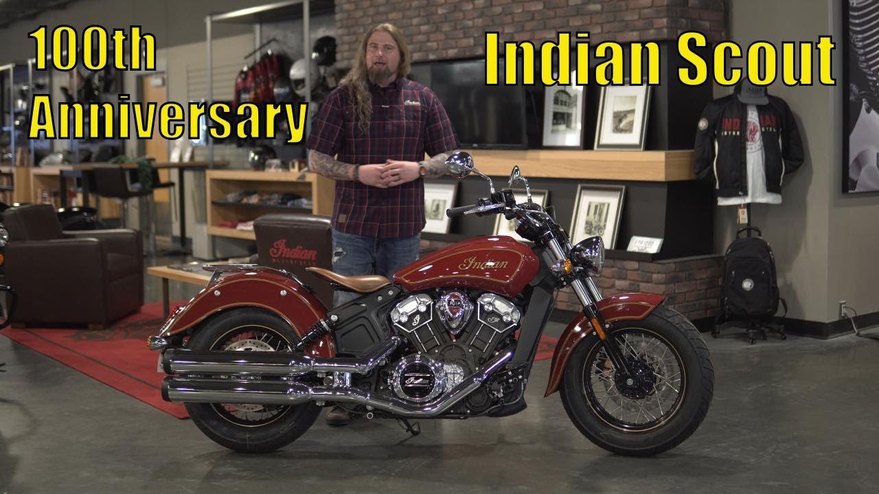 Indian Motorcycle® Scout 100th Anniversary 2020, цвет «Индийский красный» с золотой отделкой