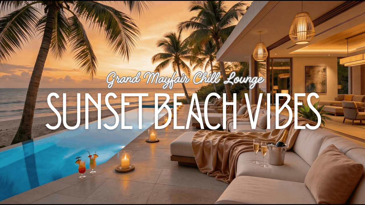 🌅 Beach Sunset Pool Lofi ~ Relaxing Chill Beats to Focus, Study, Work & Chill 🌴🍹 [85 Min Mix]