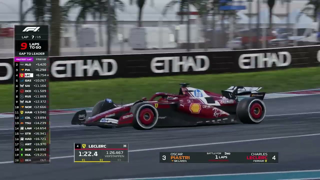 ❗Charles Leclerc VS Lando Norris❗Race F1 Yas Marina #AbuDhabiGP 2025