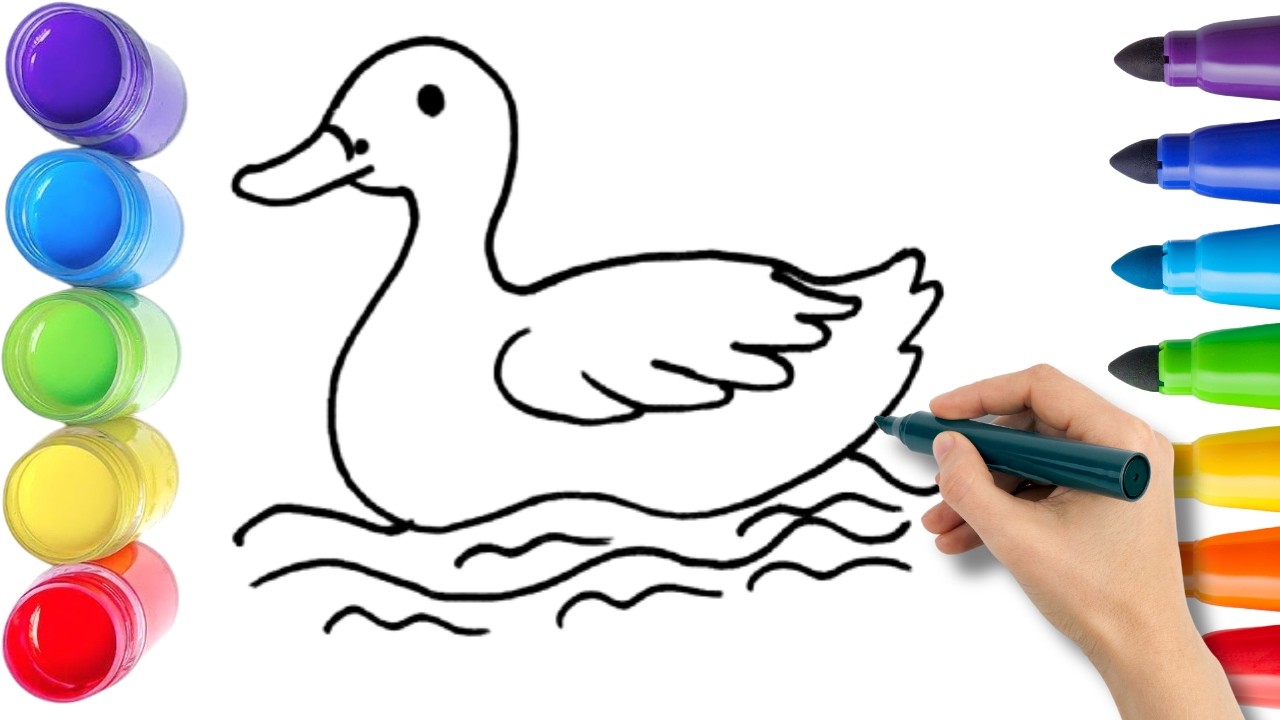 How To Draw cute duck Drawing, Painting & Coloring For Kids and Toddlers_ Child Art 🐋🌈🎨