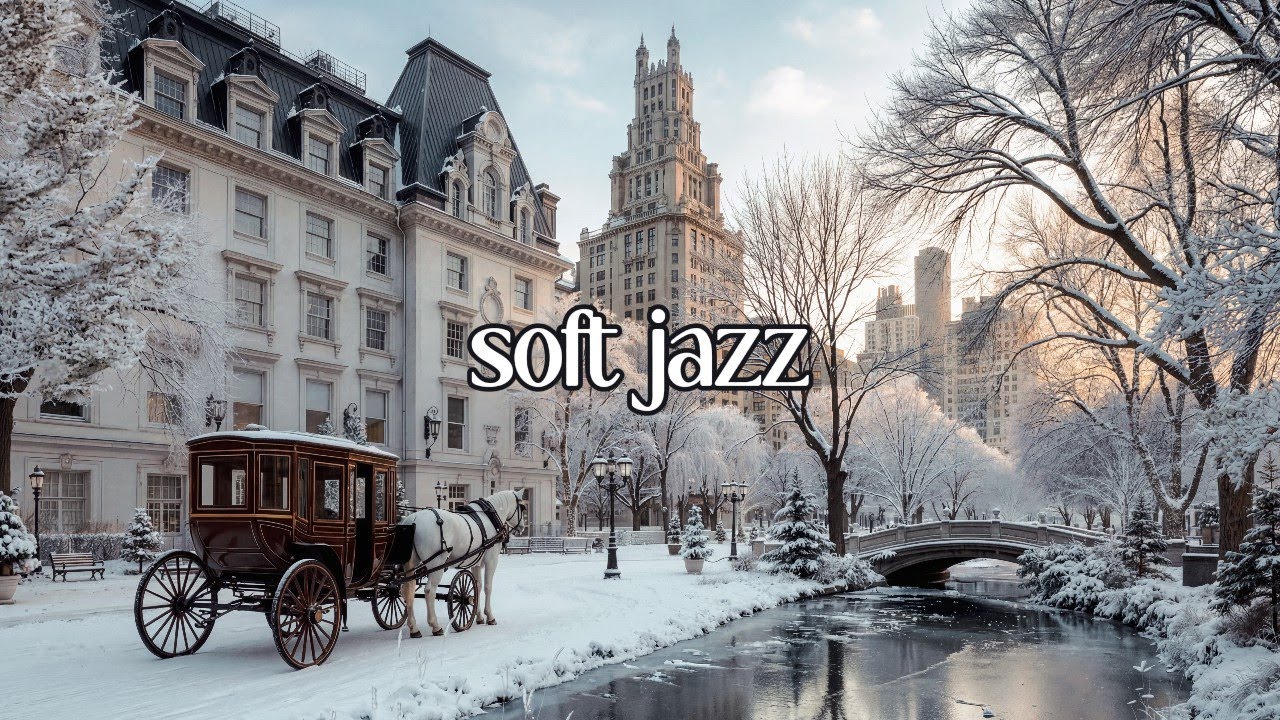 Soft Jazz for Relaxation | Winter Snowfall Morning