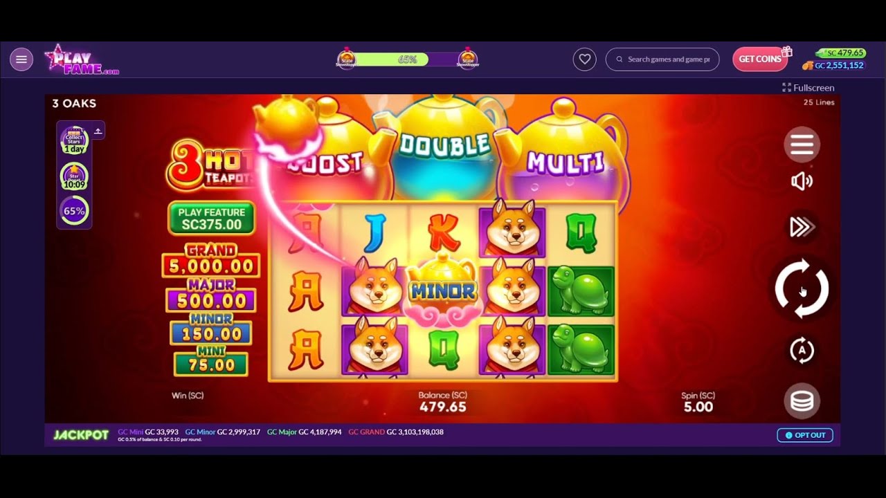Playing 3 Hot Teapots and Multiple Slot Spins | PlayFame