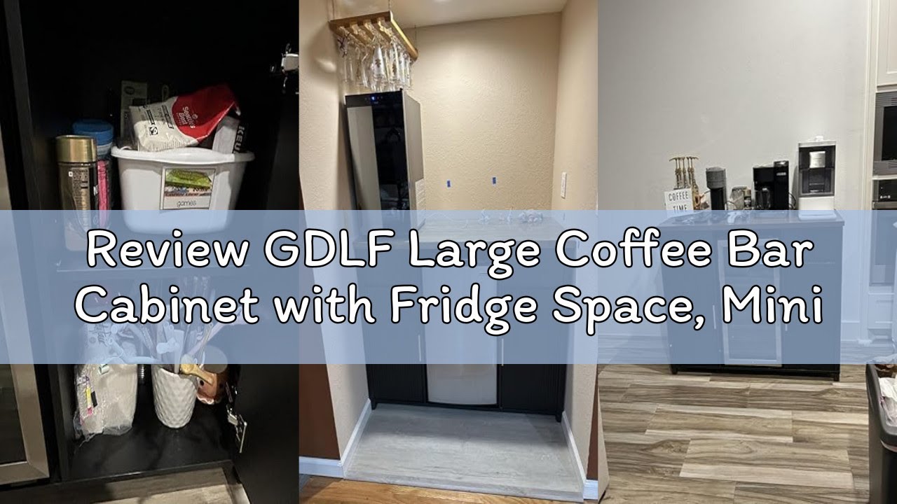 Review GDLF Large Coffee Bar Cabinet with Fridge Space, Mini Fridge Cabinet with Wine Storage, Buffe