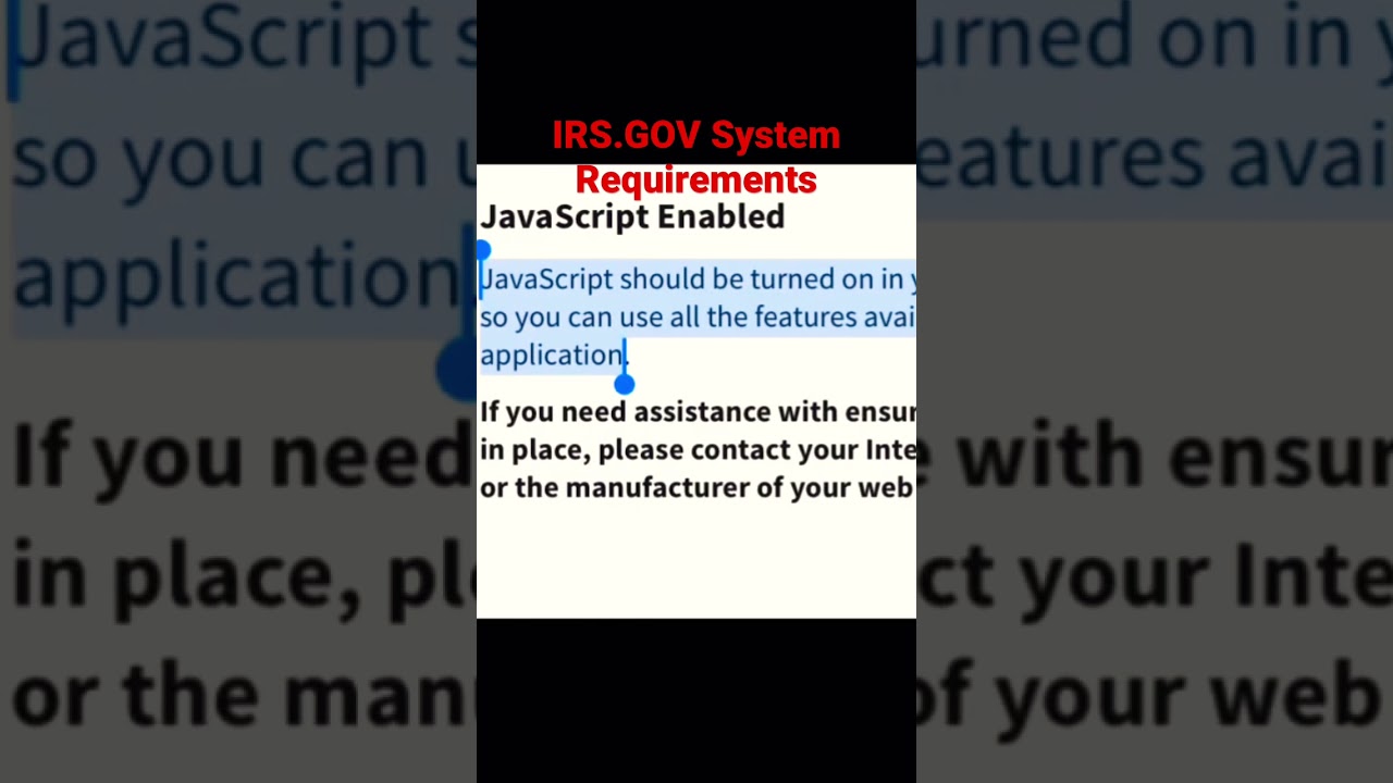 IRS.Gov SYSTEM REQUIREMENTS