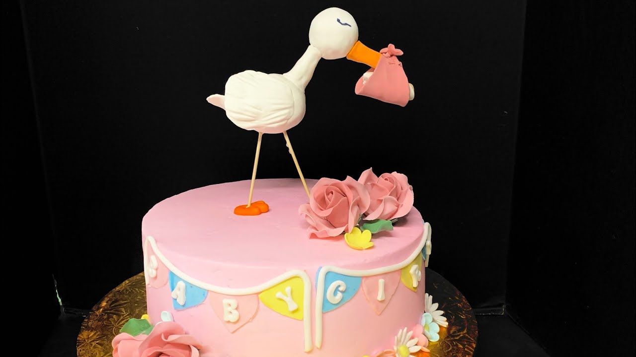 Pastel con cigüeña