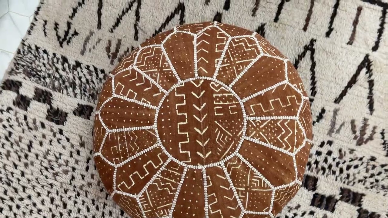 Kechart &ndash; Moroccan Brown ottoman pouf, traditional chairs & ottomans, classic floor ottoman