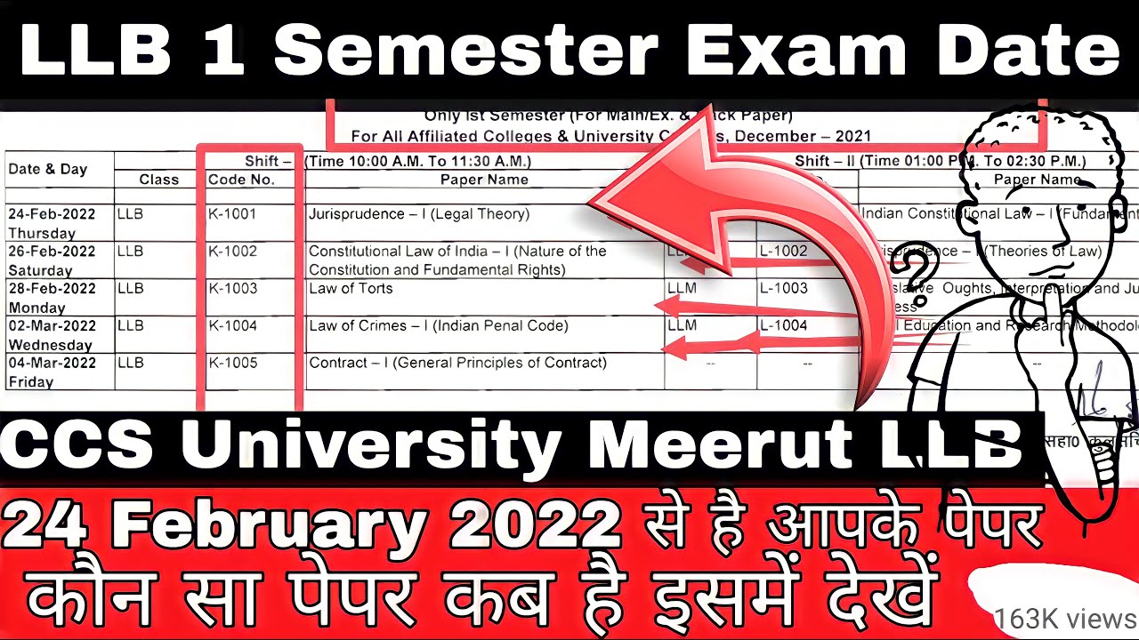 LLB 1 Semester Exam Date 2022 CCS University Meerut || LLB Exam Date CCS University Meerut #LLB