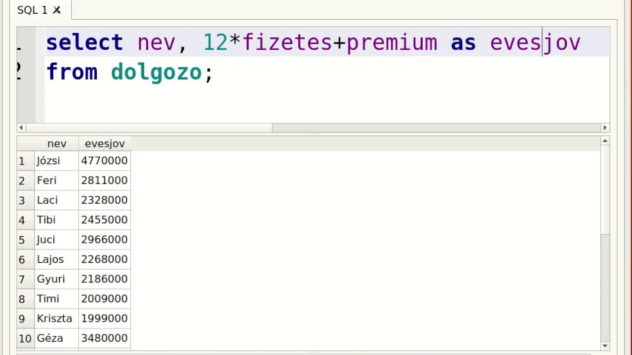 Alapvető lekérdezések (SQL)