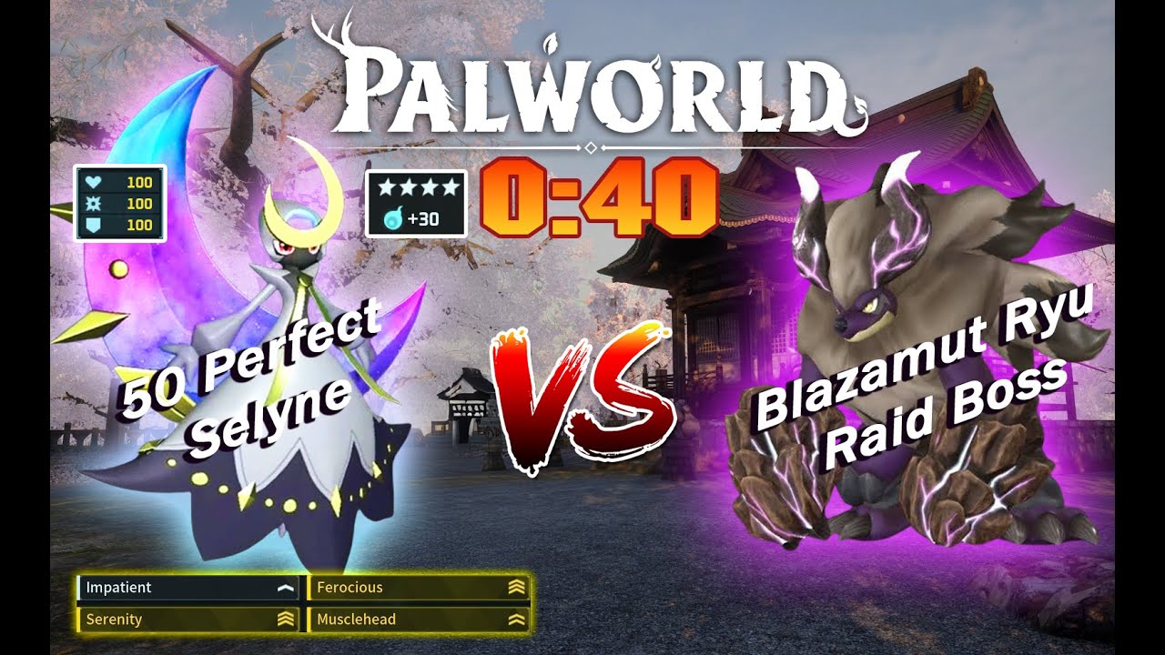 Palworld: 50 Perfect Selyne vs Blazamut Ryu in 40 seconds