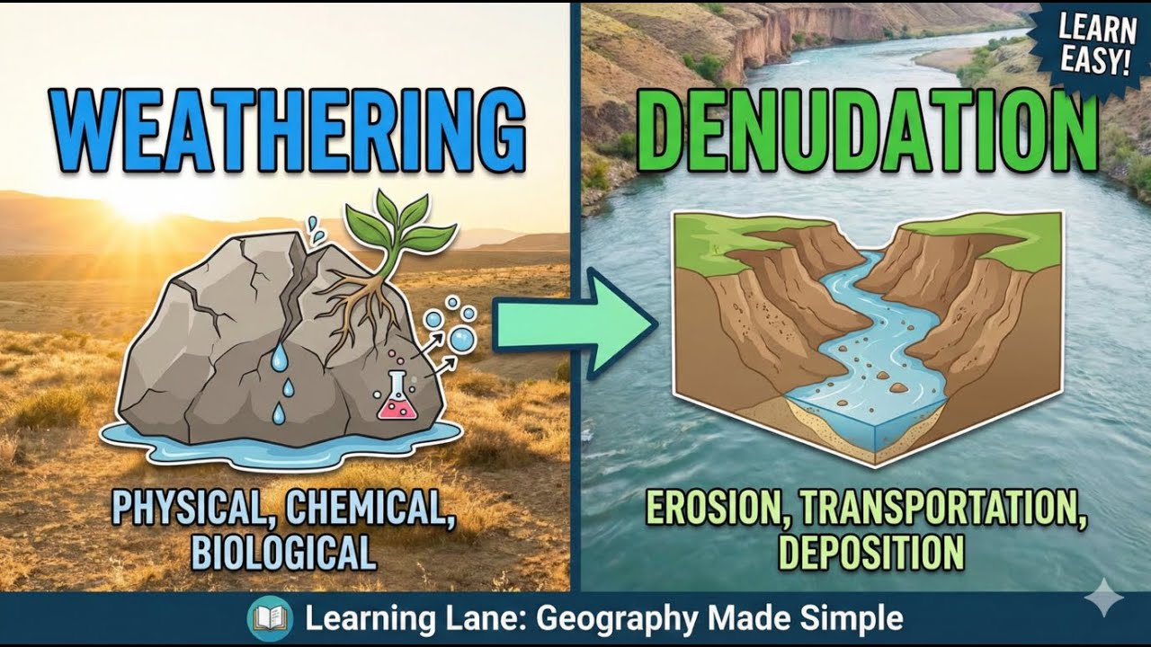 Weathering and Denudation Explained | Geography Basics | Learning Lane