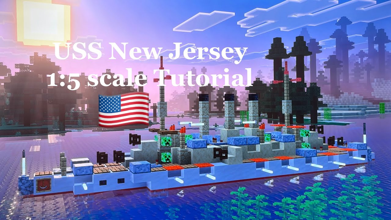 Minecraft USS New Jersey 1:5 scale Tutorial | Virginia-class pre-dreadnought 
