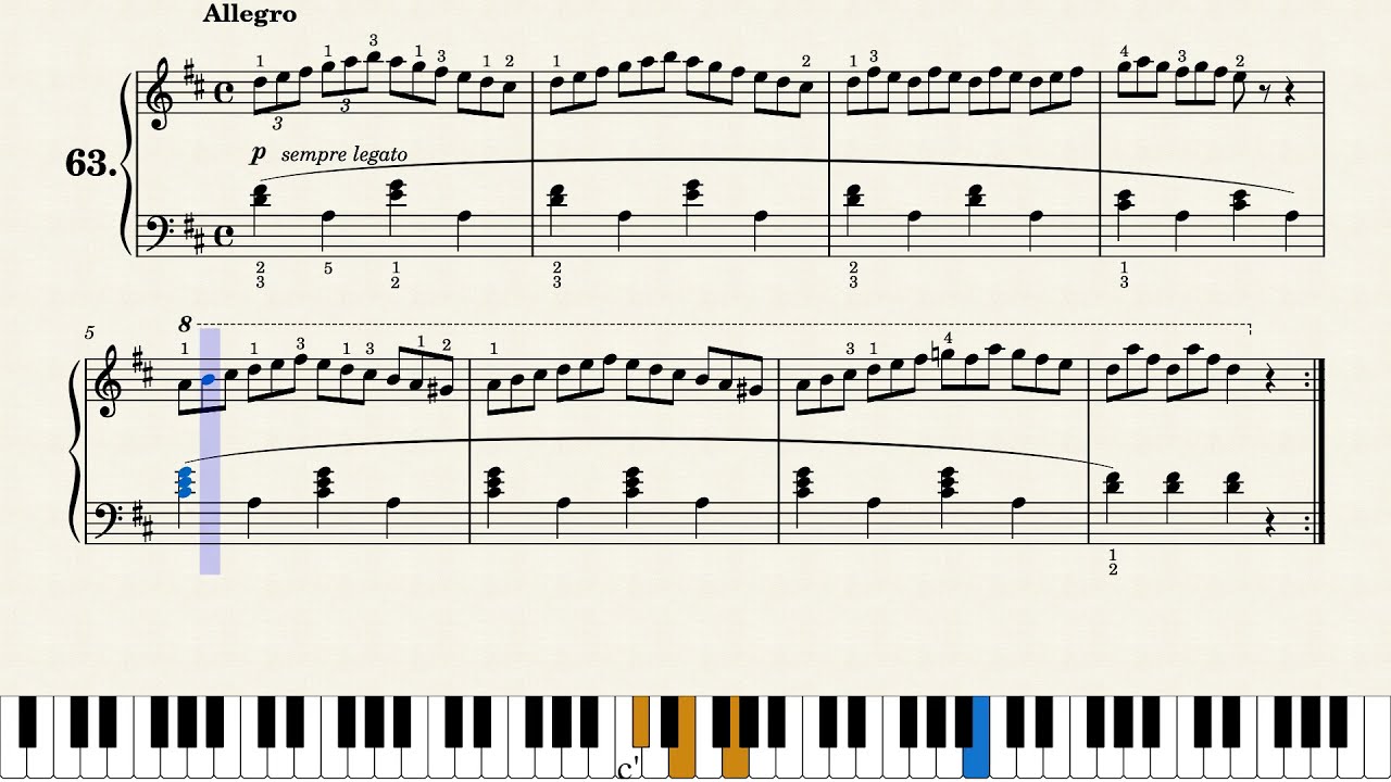 체르니 초급 연습 100곡 No.63 | Czerny Op.599 No.63 (Practical Exercises For Beginners)