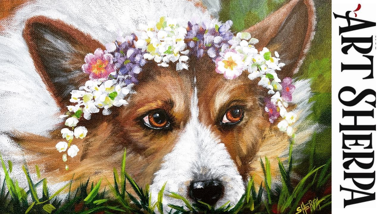 LIVE 🔴 Corgi Memorial Painting 👑 Queen Elizabeth 2  🌺🌸🌼 Acrylic painting Tutorial Step by Step