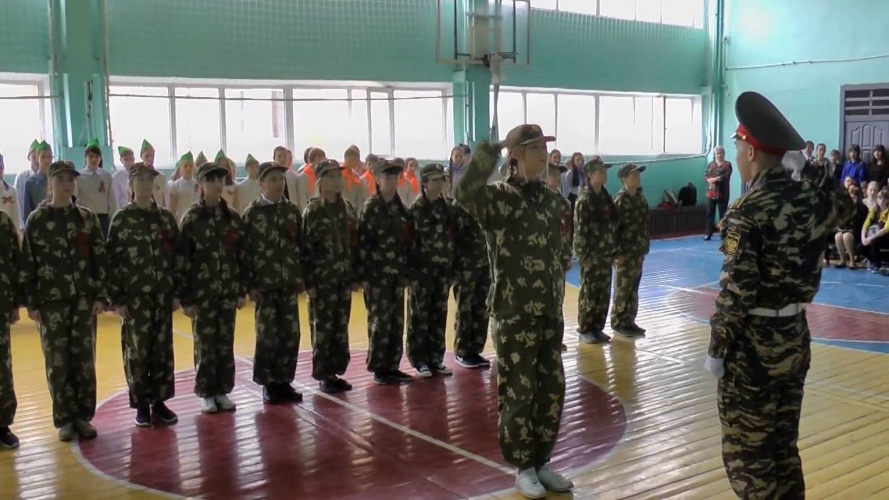 Строевой смотр к 9 мая 2016г  7а класс школа №3 г  Нягань