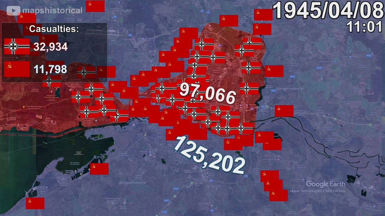 Battle of K&ouml;nigsberg in 1 minute using Google Earth