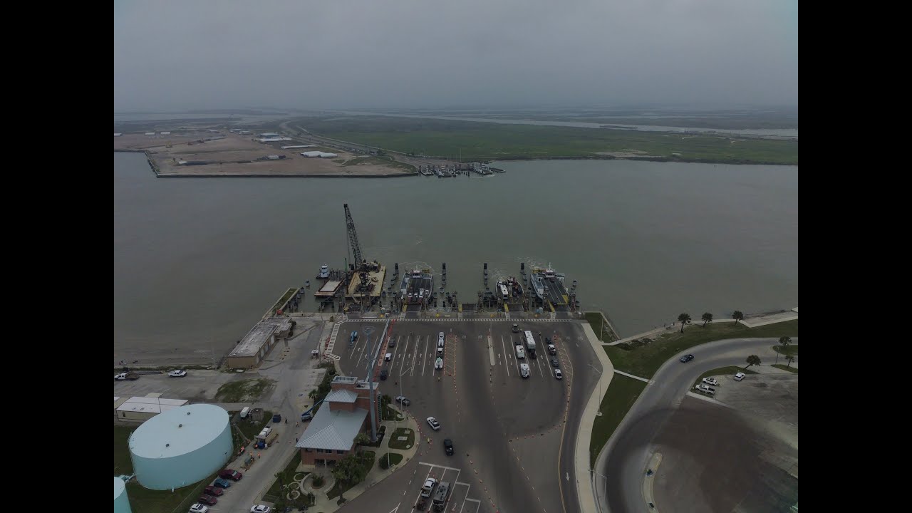 Easter Drone Flight Over The Aransas Pass Ferry In Port Aransas Texas (4K Drone)