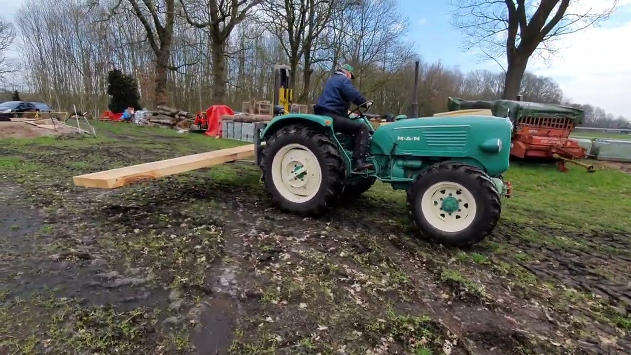 MAN 4N2 Ackerdiesel mit Hubmast Baas Agrilift verladearbeiten Eichenbrett