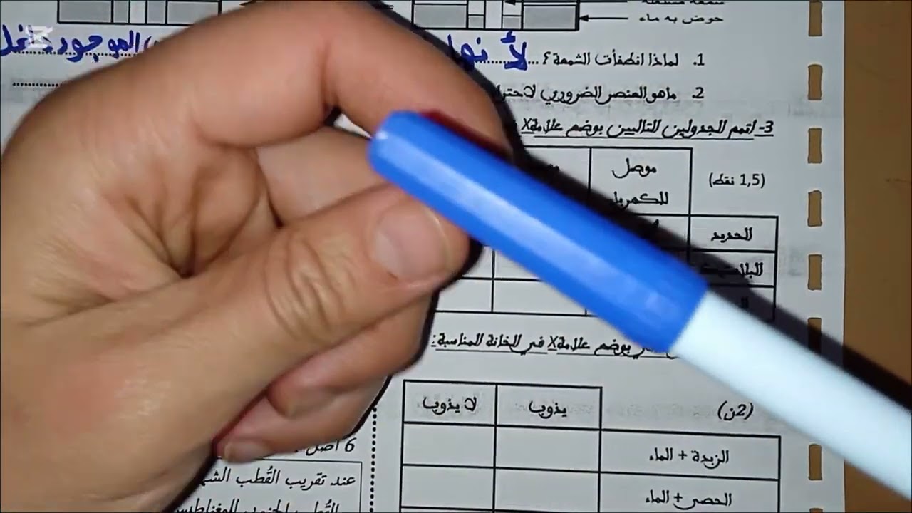 فرض رقم 1 الدورة الثانية في النشاط العلمي لمستوى 3 الثالث- المدرسة الرائدة.