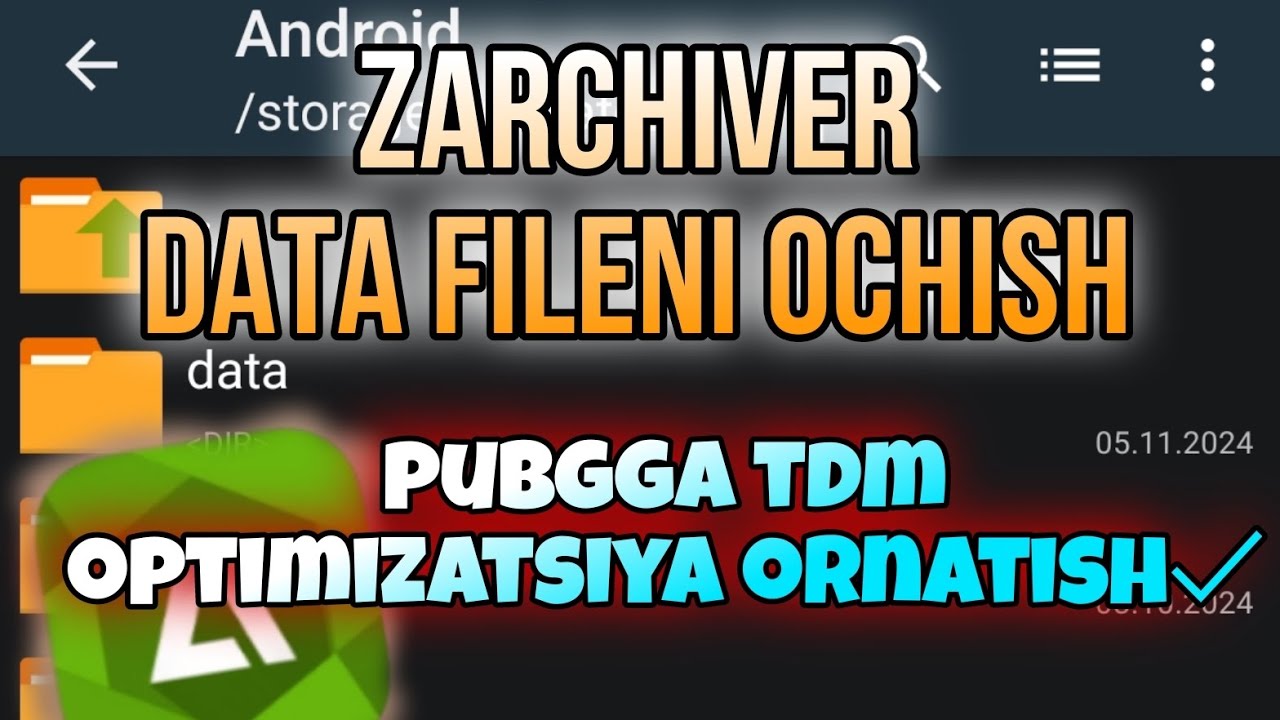 ZARCHIVER DATA FILE OCHISH VA FILE O'RNATISH