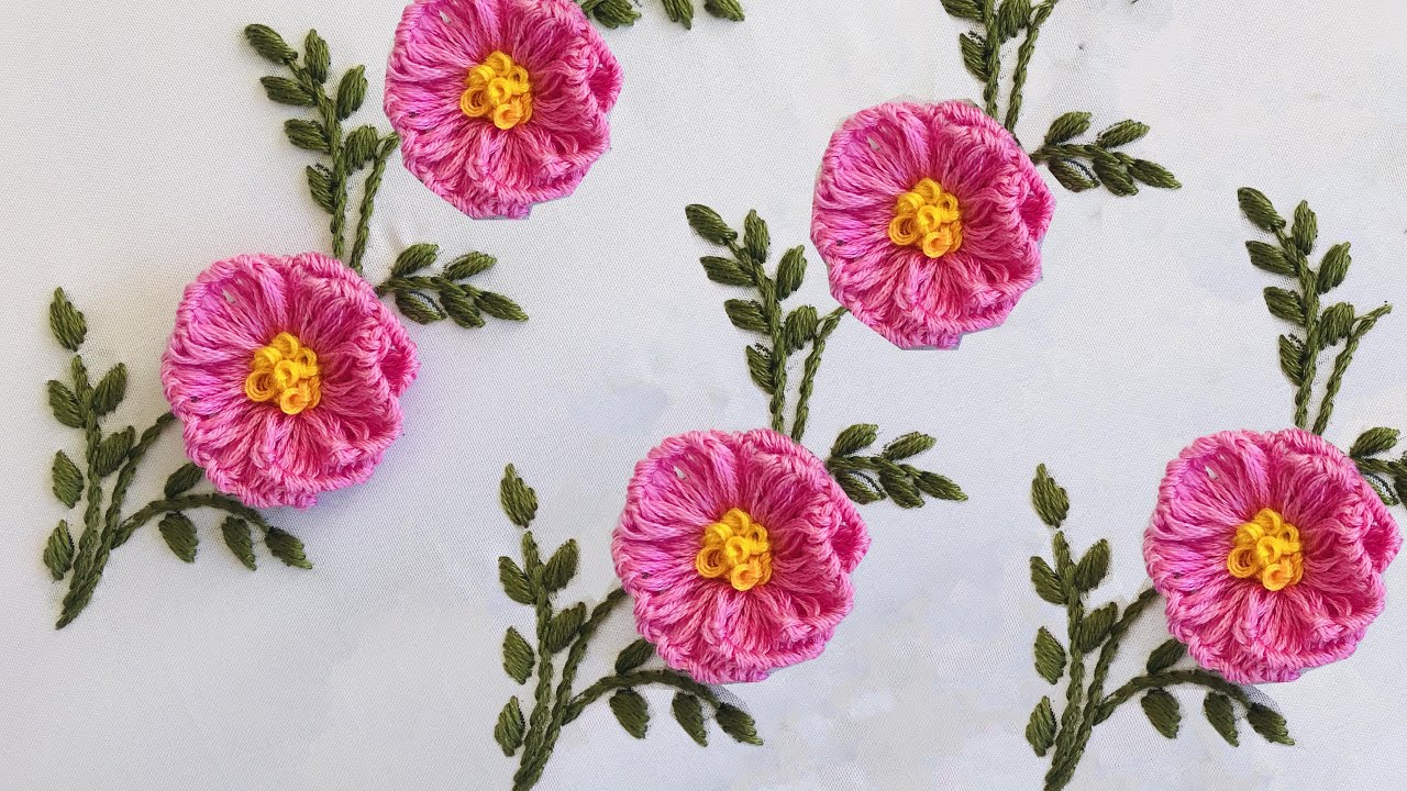 Hand Embroidery: Beginners Border Embroidery - Embroidery For All Over - Small Flower Embroidery