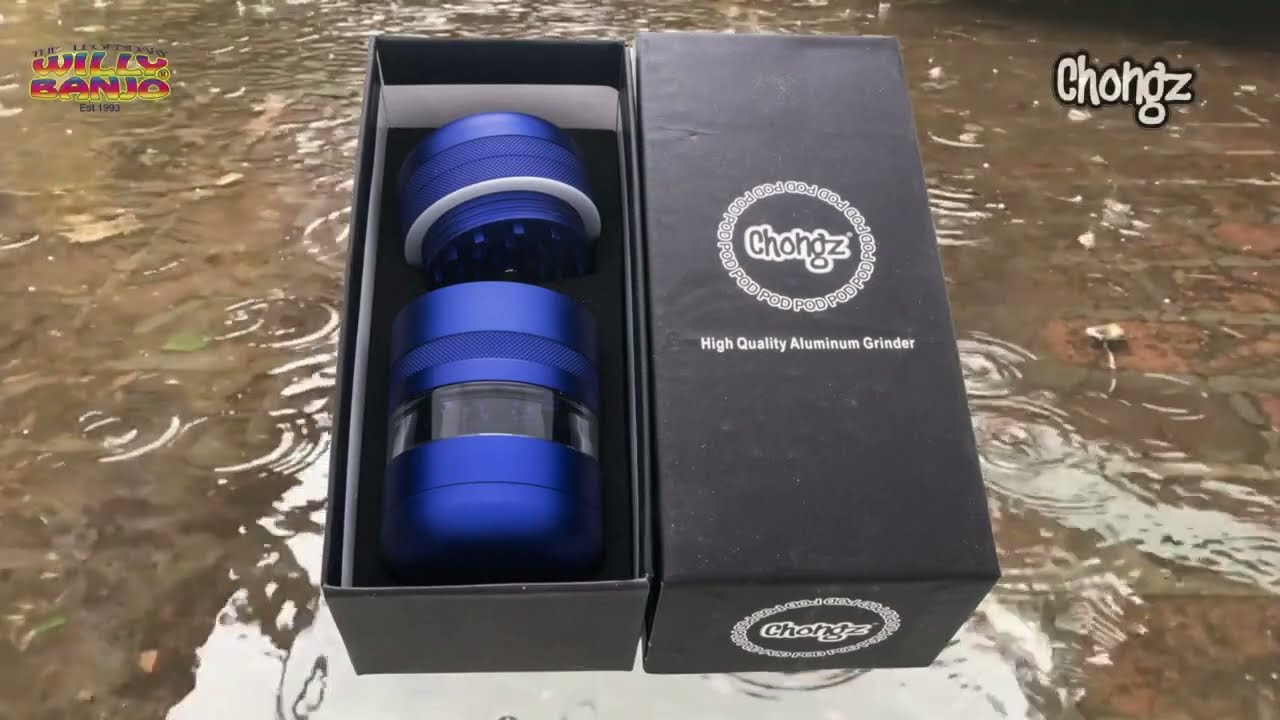 Chongz Aluminium herb Grinder Pod 7part 50mm available at Willy Banjos Preston Lancashire