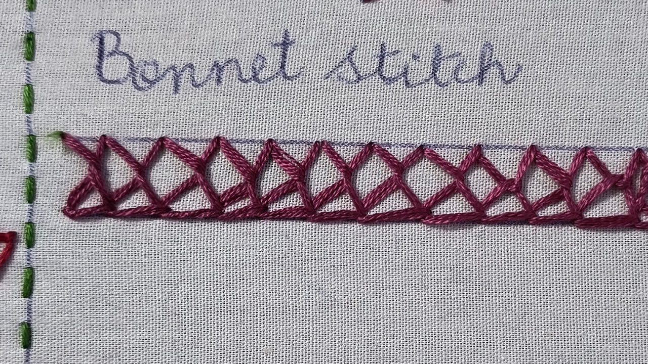 Bonnet stitch ✨🪡, Feather 🪶 stitch family 🪡, Hand made ✨🪡, Hand embroidery stitches tutorial 🪡