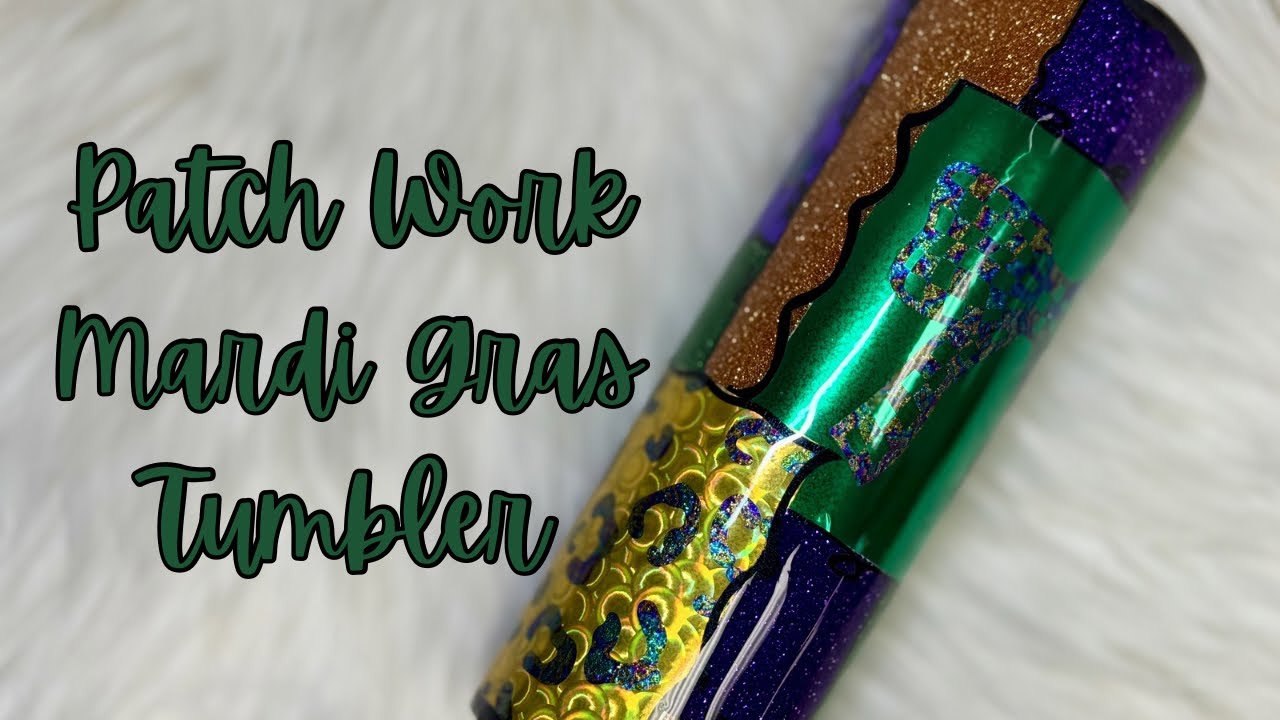 Patch Work Mardi Gras Epoxy Tumbler Tutorial