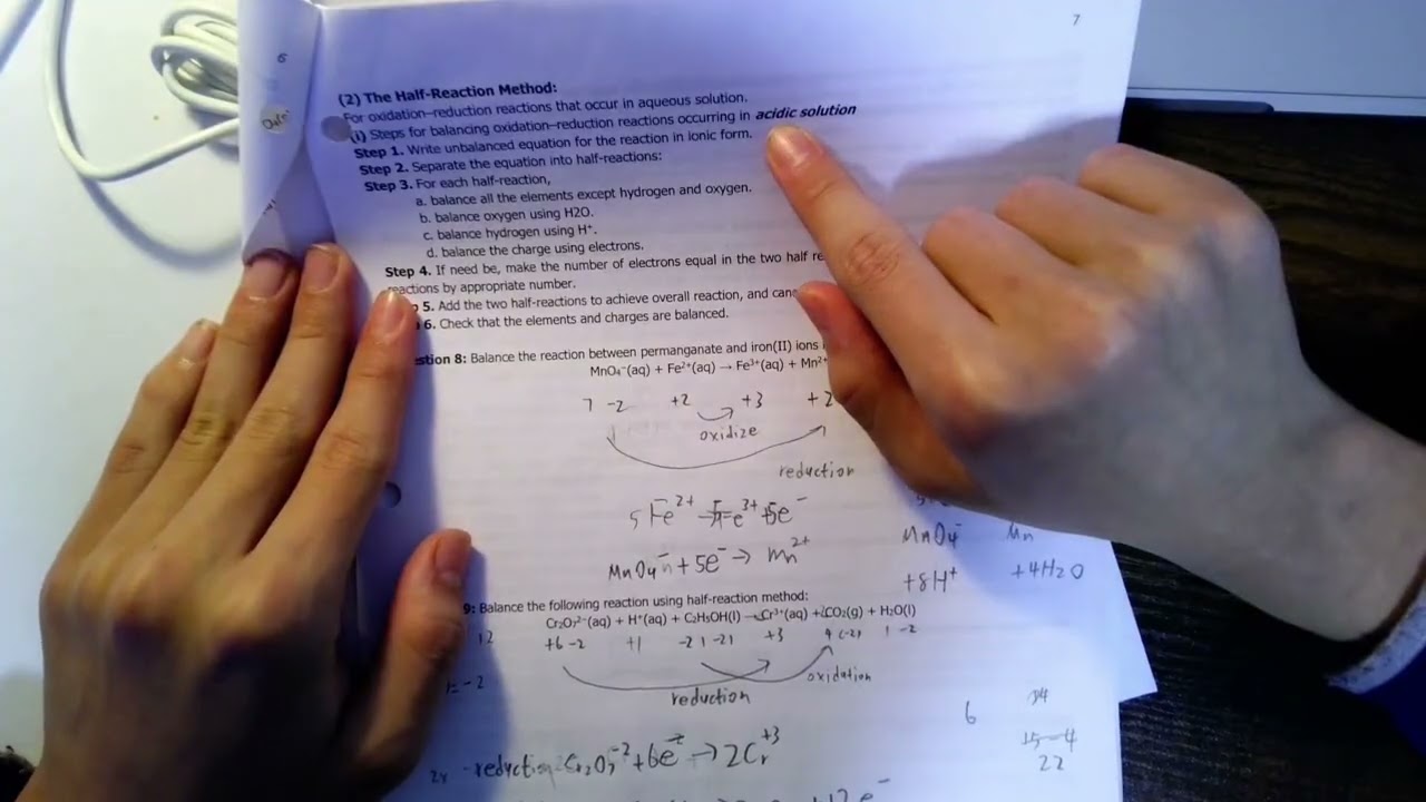 AP chem d6-reduction oxidation balance charged equation