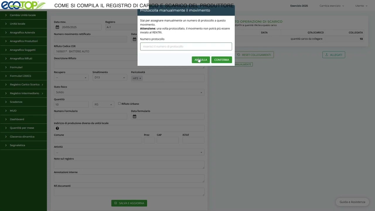Software Ecotop - Come si compila il registro di carico e scarico del produttore