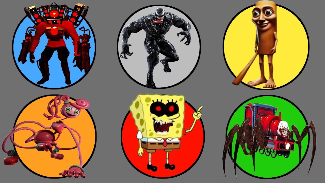 Monster Roda Putar!! Tungtung Sahur vs Spongebob, Venom, Speakerman, Cho Cho Charles, Momy Long Legs