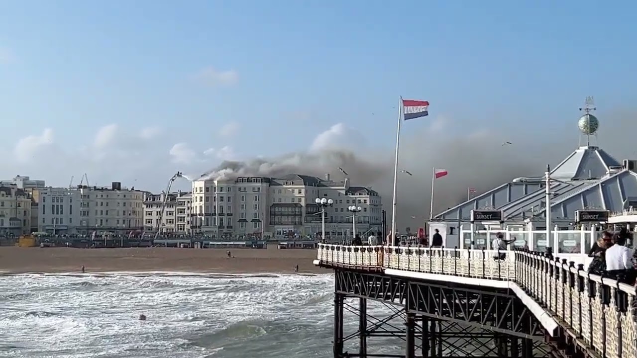 Royal Albion Hotel on fire