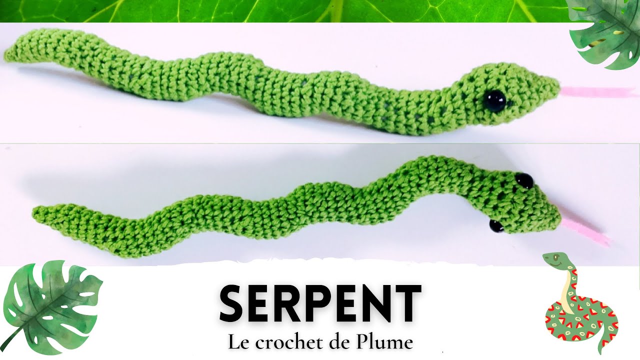 Serpent au crochet - Amigurumi Snake - Tuto français facile - Modèle patron Explications Fiche
