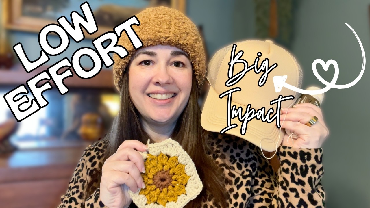 Adding a 🌻Sunflower Granny Square🌻 to a Trucker Hat Should NOT Be This Cute…BUT IT IS!