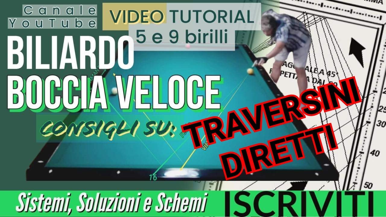 BILIARDO - v.23- TRAVERSINI DIRETTI ED INDIRETTI CON SISTEMA NUMERICO E CON RIFERIMENTO DIAMANTI.